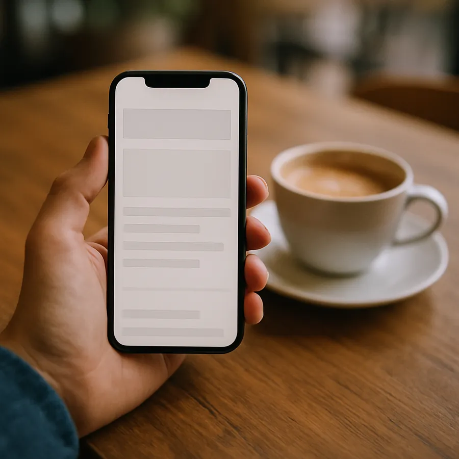 A website being viewed on a phone
